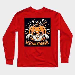 Cat Halloween Pumpkin Cute Long Sleeve T-Shirt